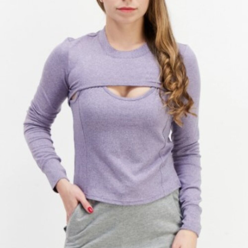 NWT Jason Wu Peached Top with Shrug Overlay MSRP $58 Lavender Purple